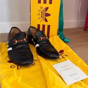 Gucci x Adidas Black Leather Men's Loafers